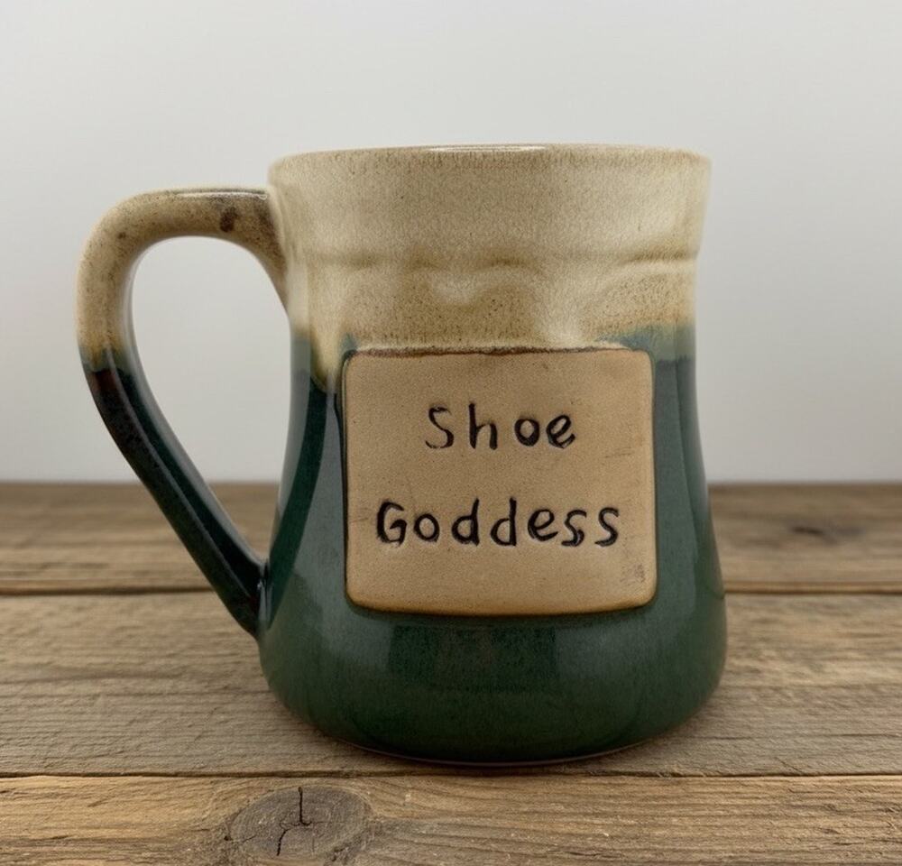 WCL Shoe Goddess Coffee Mug Funny Gift Ceramic Green Tan Dishwasher Safe Cup